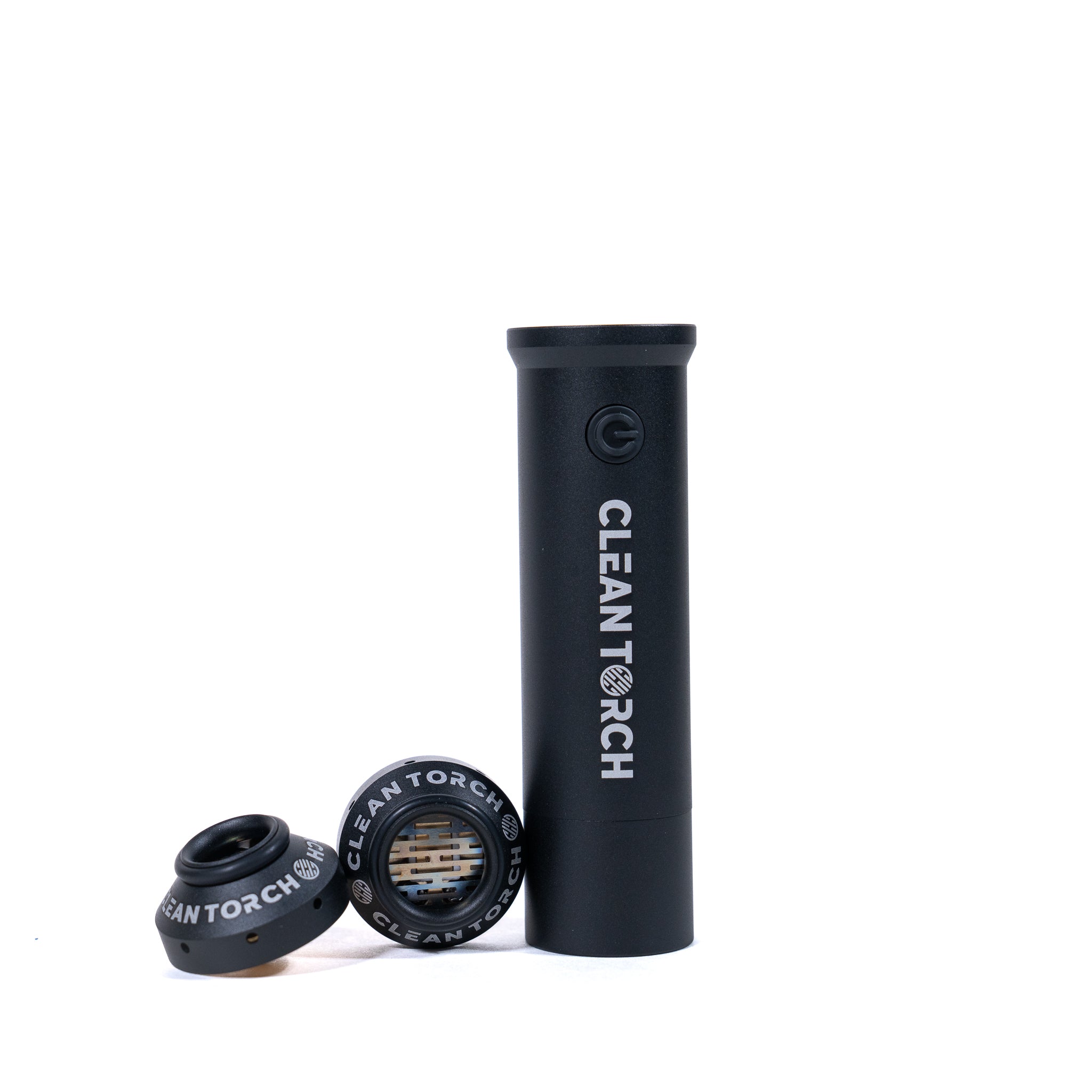 Black 'CLEAN TORCH' products on a white background