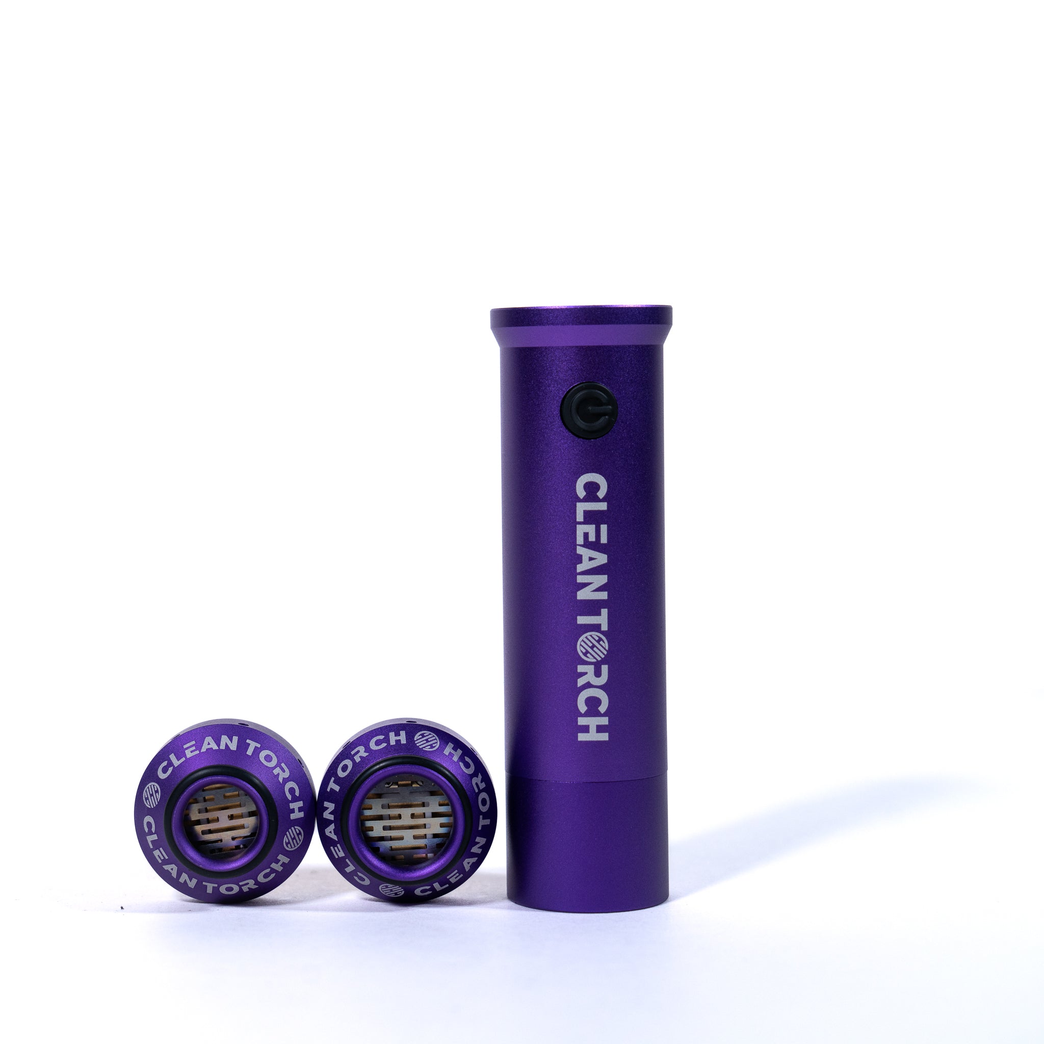 Purple 'Clean Torch' product with two smaller versions on a white background